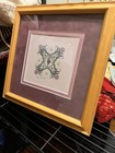 New ListingHandmade Framed Cross Stitch Floral Wreath with Jeweled Accent