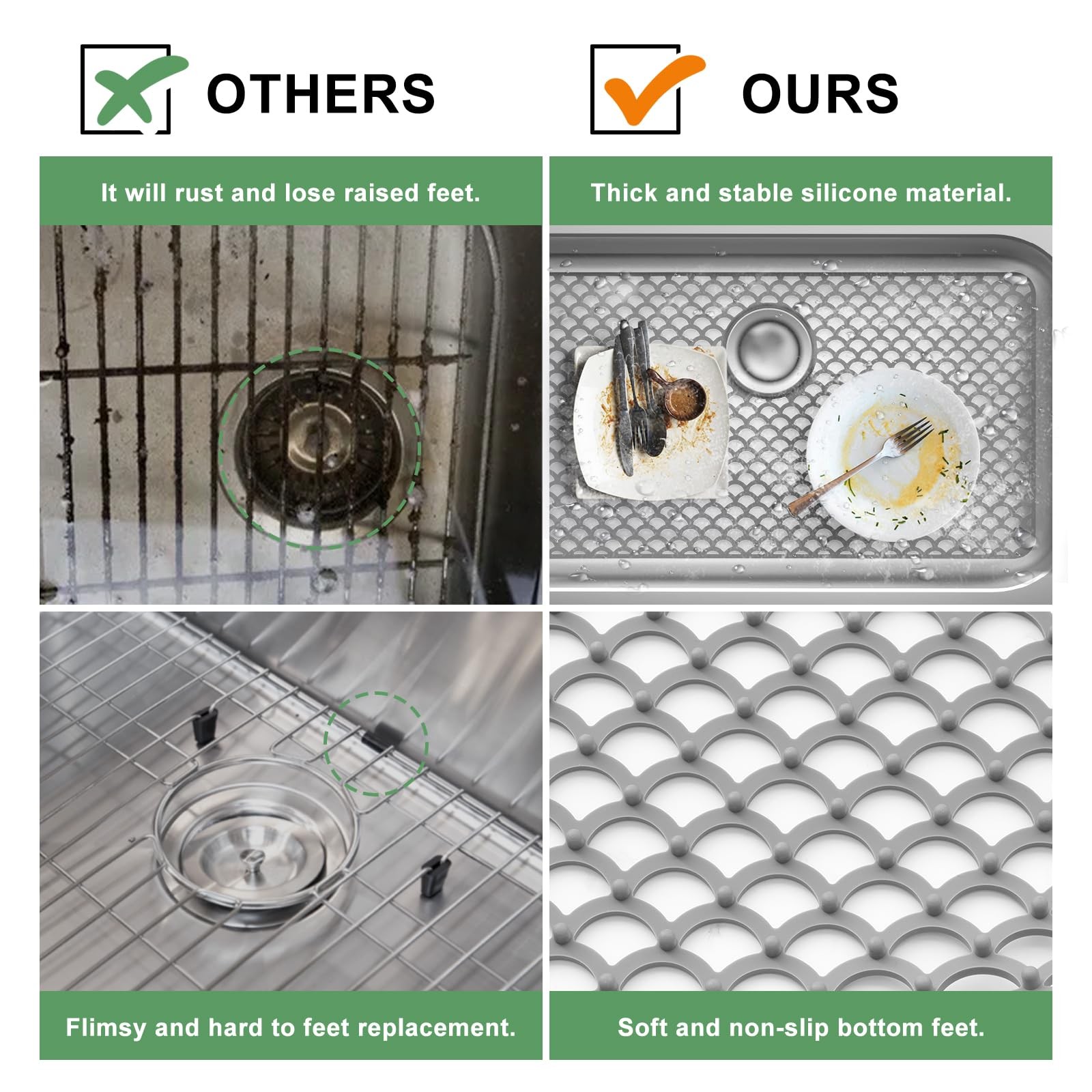 Best Sink Protectors for Kitchen - Large 28.4"x 15" with Rear Drain Hole Heat