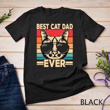 Hot Best Cat Dad Ever Funny Cat Lover Retro Cat T-Shirt Unisex T-shirt