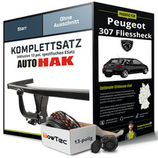 Für PEUGEOT 307 Fliessheck Typ 3A,C Anhängerkupplung starr +eSatz 13pol 00- PKW