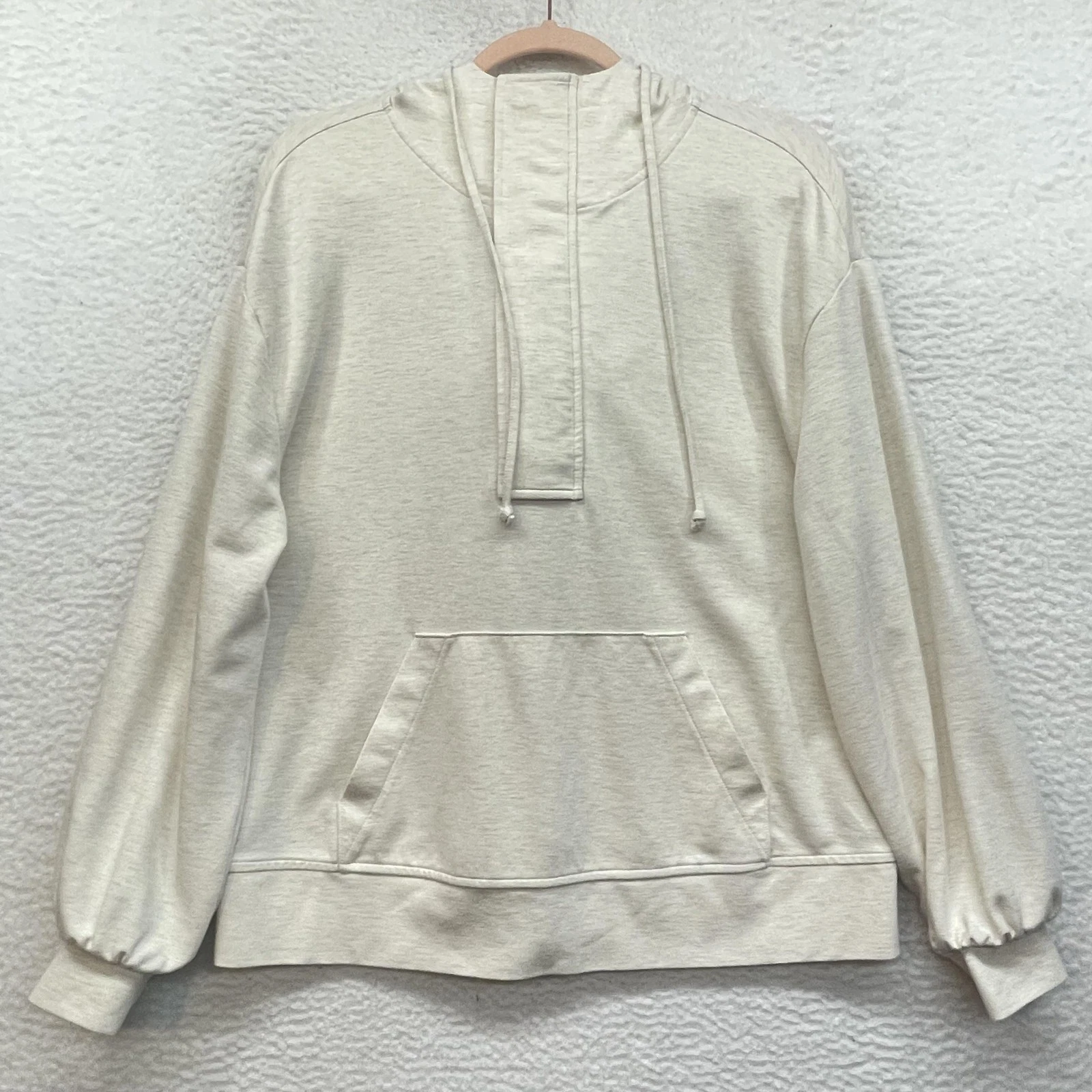 CAbi Heyday Hoodie Womens Medium Beige Knit 1/2 Zip Pullover Casual 4436