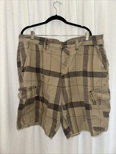 Vintage Beige Brown Plaid OP Cargo Shorts 42