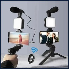 Smartphone Vlogging Kit Tripod Mic LED Light for TikTok YouTube Live