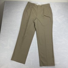 Haggar Dress Pants Men's 34x31 Tan Formal Oxford Pleated Straight Leg USA Made