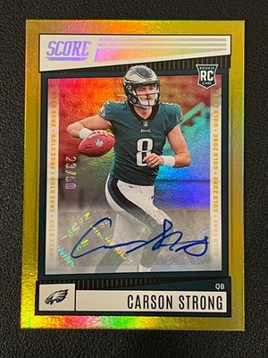Carson Strong 2022 Score Football Rookie Auto Gold Foil /50 Eagles