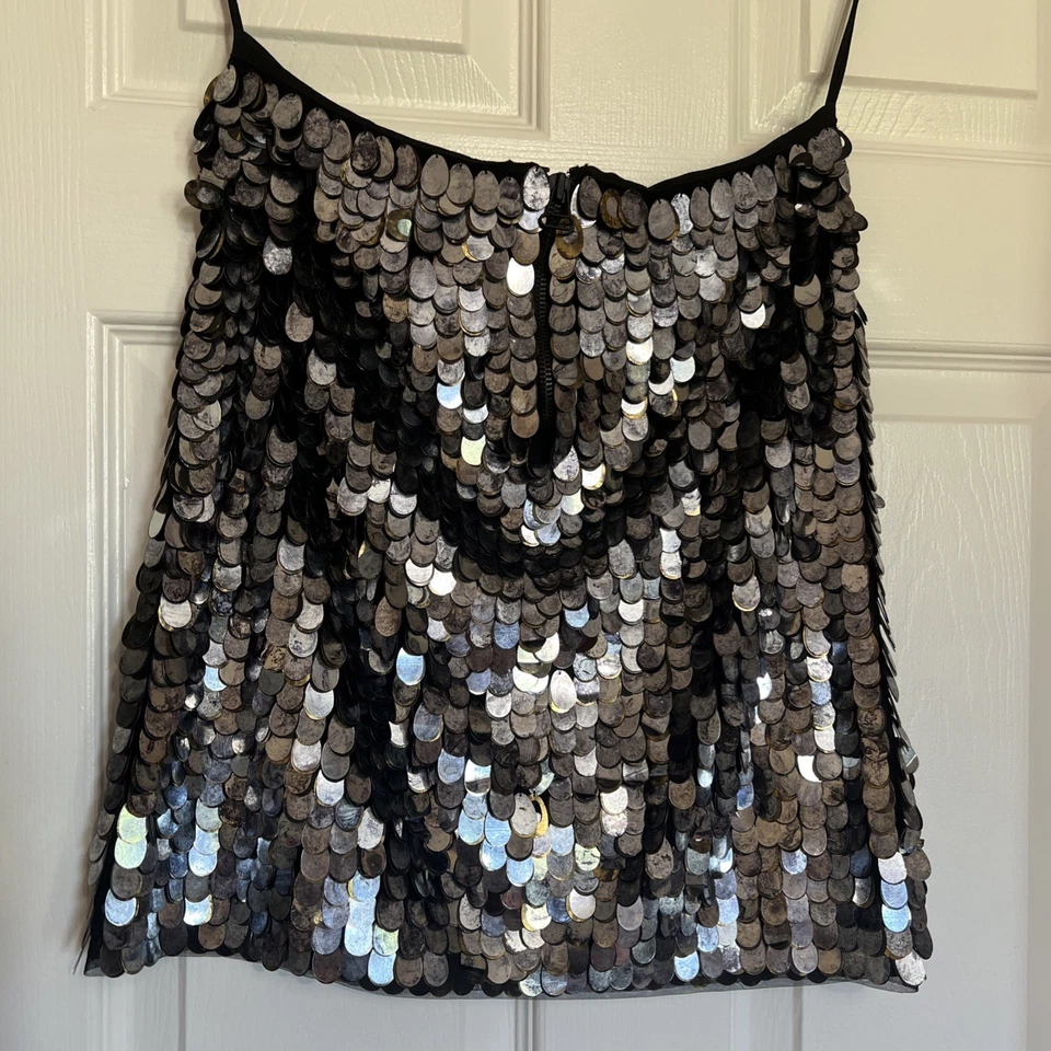 Minifalda Alice + Olivia Lentejuelas Seda Pez Escala Talla 2 Plateada Foto 2 de 4