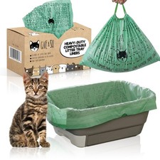 Home Compostable Cat Litter Box Liners, Jumbo XL 36  x 19  Drawstring Extra ...