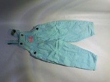 Vintage Oshkosh B Gosh Vestback Teal Green Girls Striped Overalls 3T MIUSA Read
