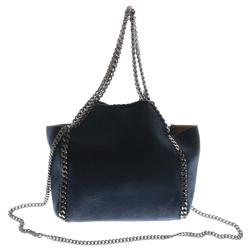 Bolso de Mano Stella Mccartney Falabella Azul Marino Gamuza Plateado Herrajes 2 Vías Hombro Foto 2 de 4