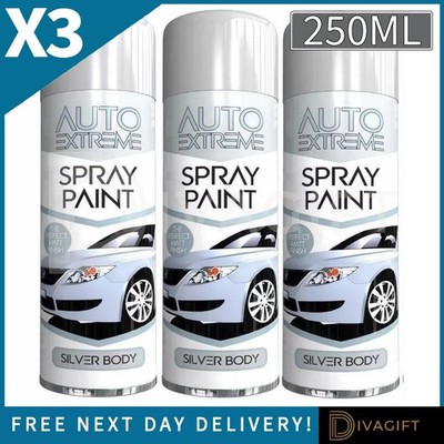 3 x SILBER KAROSSERIE MATT SPRAY LACK 250ML FÜR AUTO CAR VAN BIKE RESTAURATION METALL NEU