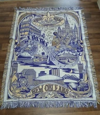 Vtg New Orleans Mardi Gras Woven Tapestry Throw Bkanket! Jazz! 48" X 65"!