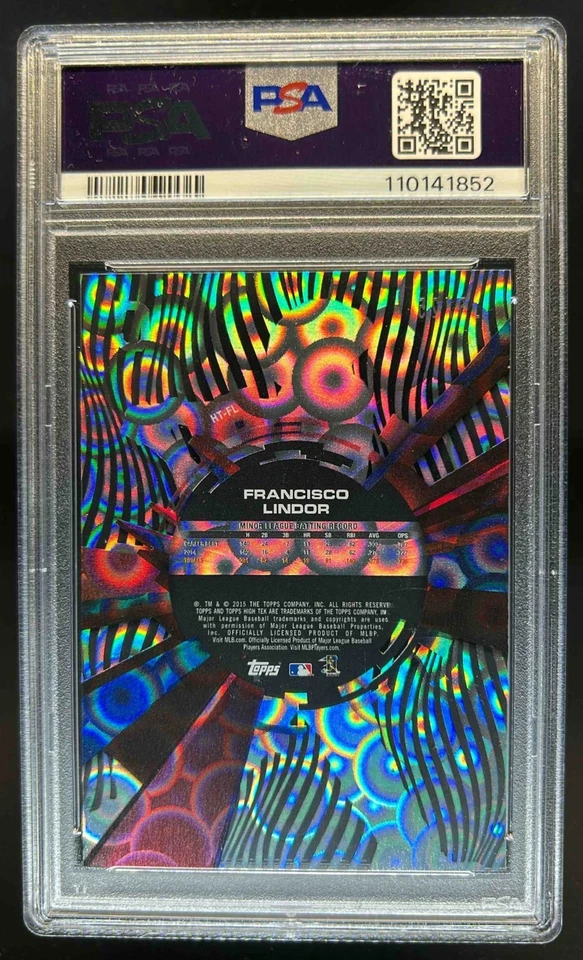 2015 Topps High Tek Francisco Lindor Wave Clouds Diffractor Rookie #15/15 PSA 9 - Image 2 of 2