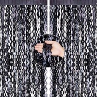 Lametta Vorhang Schwarz Metallic Glitzer 2Er Set Dekoration FüR Party Halloween