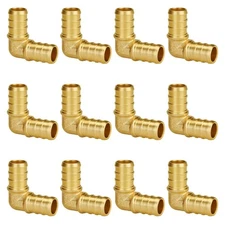 1/2 Inch 90 Degree Elbow PEX Fittings No Lead Brass Crimp for PEX Pipe (12-Pack)