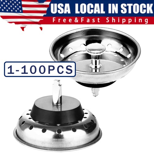 Stainless Steel Home Kitchen Sink Drain Stopper Basket Strainer Waste Plug Lot