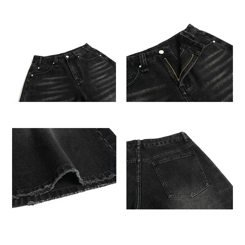 Classic Vintage Womens Capri Pants with Loose Fit Distressed Wide Leg Design