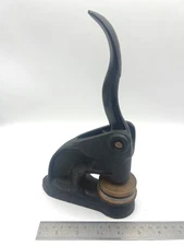 Vintage Cast Iron Acme Stamp Corp Seal Press Emboss 2ACME PE RA AIA Plans 2" USA