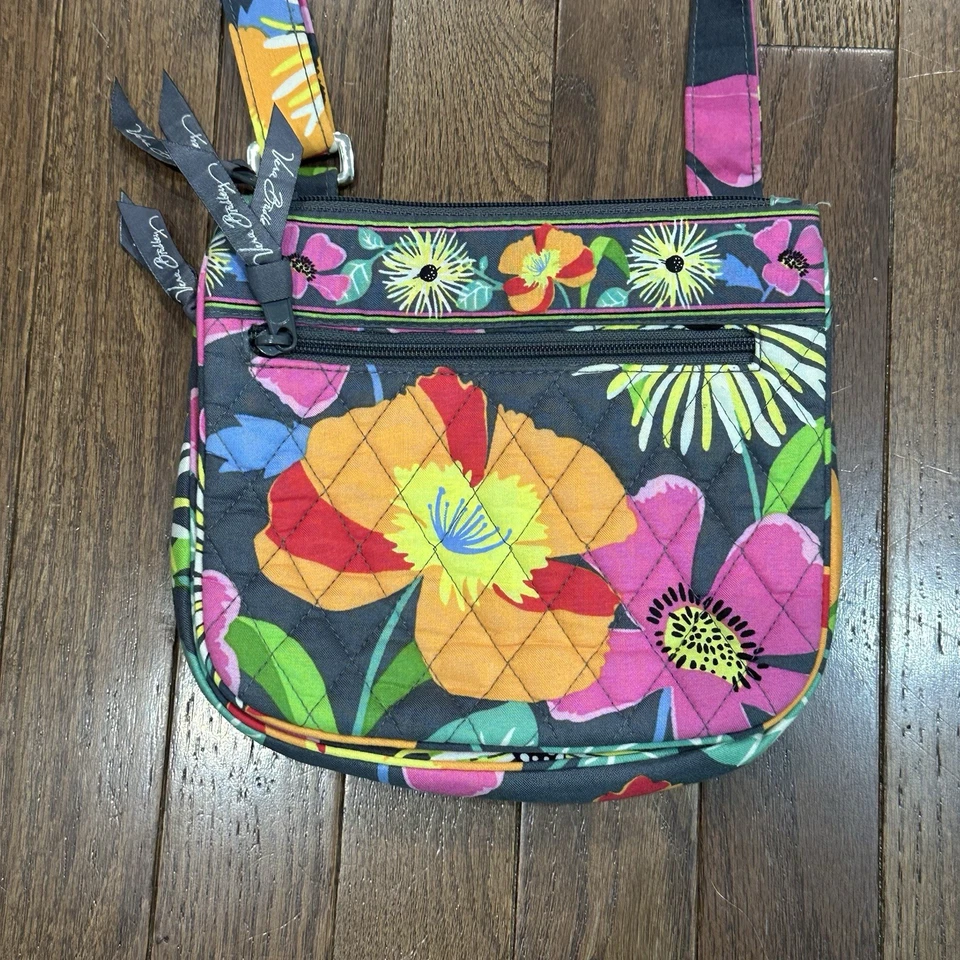 Lote de 2 Vera Bradley Bolso Bandolera Bolso sin asas Cartera Floral Rosa Púrpura Azul Bolsos Foto 3 de 4