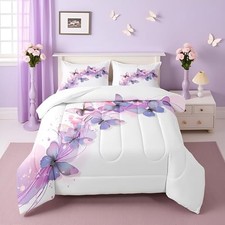 Watercolor Butterfly Comforter Set Butterflies Bedding Twin Butterfly Purple