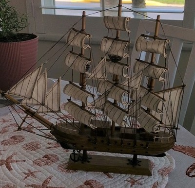 Miniature Clipper Ship Highly Detailed (Maker Unknown) 12''X12''