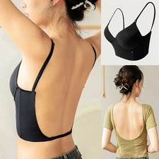 Women Invisible Bra Deep U Plunge Bras Backless Top for Dresses Sexy Lingerie wi