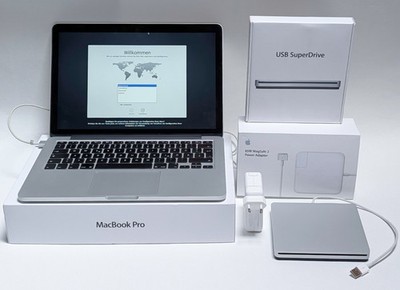 Apple MacBook Pro A1502 (13,3 Zoll, 256GB SSD) Laptop +  SuperDrive +  MagSafe2