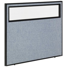 48-1/4"W x 42"H Office Partition Panel with Partial Window Blue