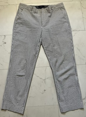 Banana Republic Hampton Blue White Seersucker Crop Pants Women's Sz 8 35x27