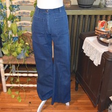 Vintage 1970s Military-style Dungarees US Navy Issued Sailor Flared Jeans Small