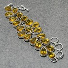 Faceted Citrine Pear Shape Gemstone Handmade Birthday Gift Jewelry Bracelet 8"