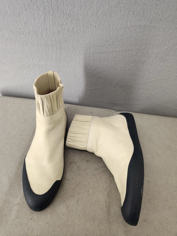 Botas Coclico Mujer 39 Cuero Negro Crema Cremallera al Tobillo Acanaladas Hechas Ecológicas España US8 Foto 4 de 4