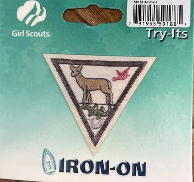 Girl Scouts Try-Its ANIMALS Patch Badge GUIDE Triangle Brownies Deer Fish #59188