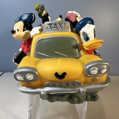 Disney Mickey Mouse & Friends Fab 5 Piggy Bank Yellow Taxi Duck Cab Co Coin Bank
