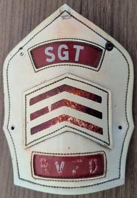 Maryland - Rockville MD Vol Fire Dept Sergeant Leather Helmet Front Shield MCFR