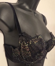 Dita Von Teese Lurex Lace Unlined UW Bra Black Size 32C Burlesque Hollywood