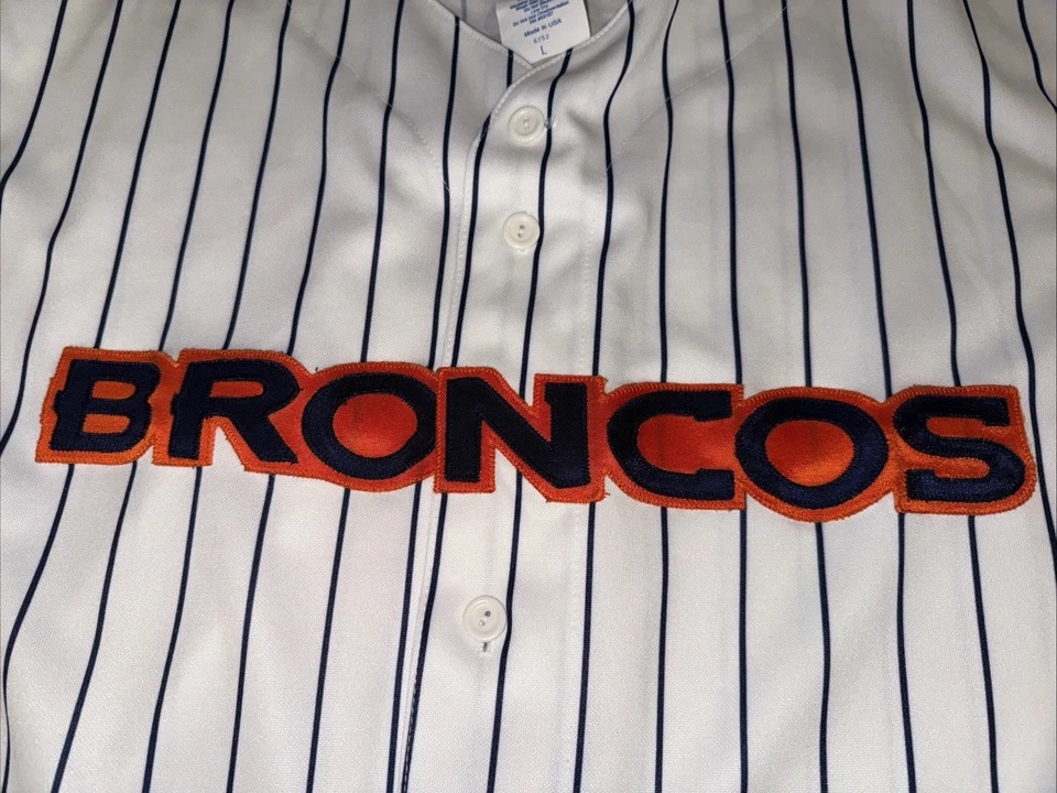 Majestic NFL Denver Broncos Hombre Grande Camiseta de Béisbol Camisa Hecha en EE. UU. Rara Foto 2 de 4