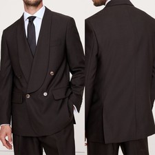 Business Men Suits Double Breasted Regular Fit Shawl Lapel Wedding Groom Prom