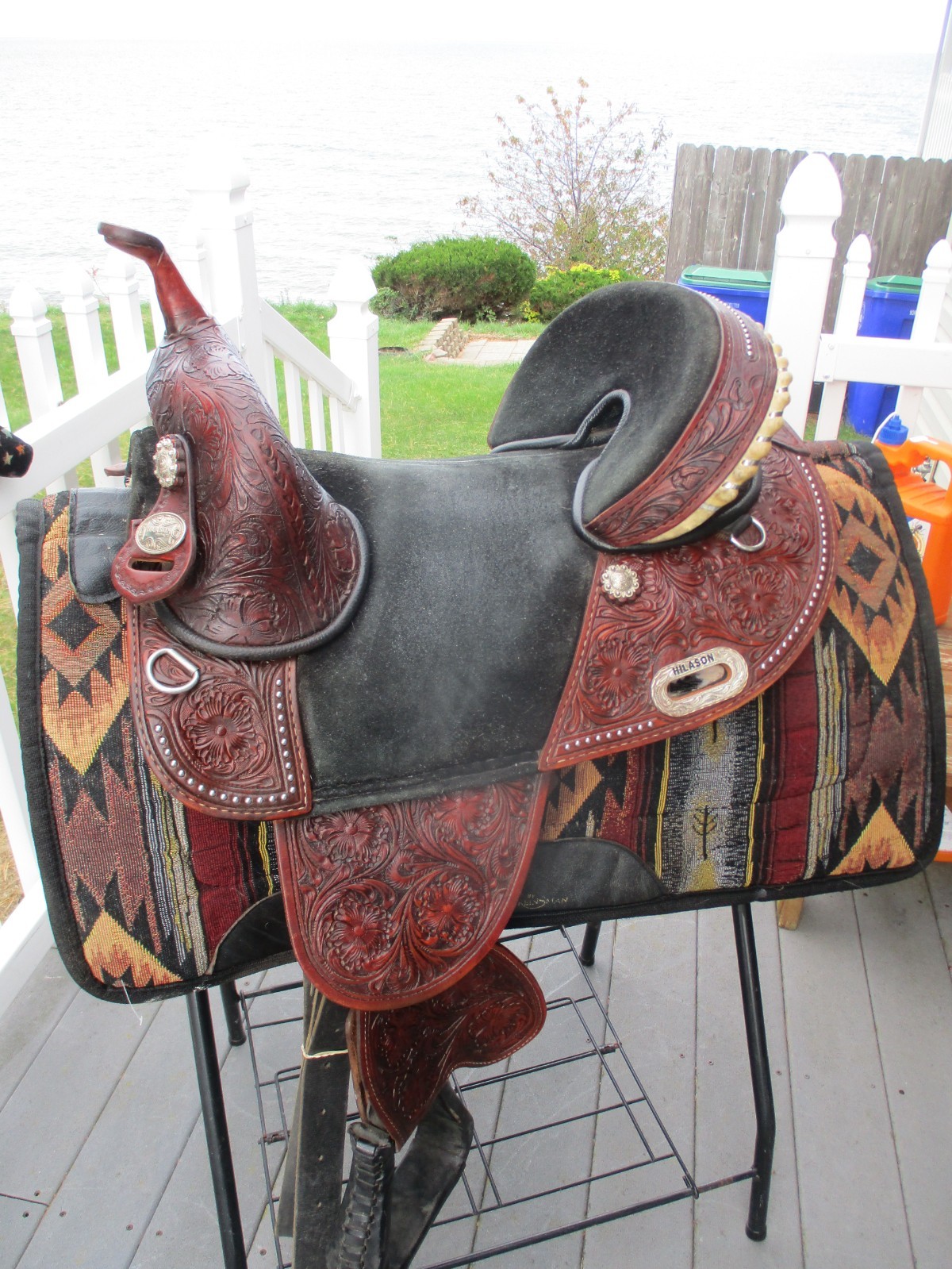 15'' HILASON Western Treeless Barrel/Trail  Leather Saddle | USA  6-8'' GULLET