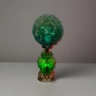 VTG Gone With The Wind GreenGlass Diamond Quilt Pattern 2 Way Lamp Complete