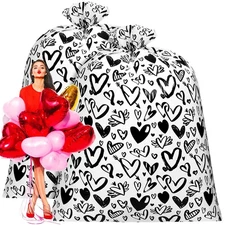 Teling 2 Pcs 80 x 60 in Valentine Extra Large Bike Gift Bags Oversized Heart ...
