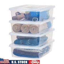 28 Qt Plastic Storage Bins W/ Lids Stackable Clear Containers Organization 4 Pk
