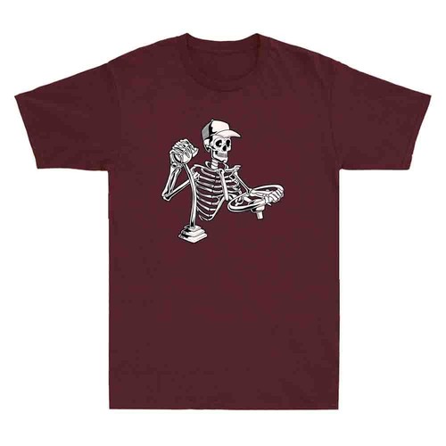 Skeleton Truck Driver Funny Skull Big Trucking Trucker Gift Retro Men's T-Shirt - Picture 8 of 8