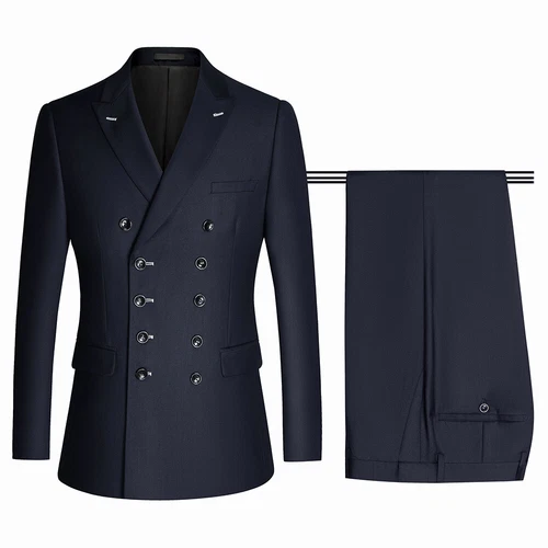 Men's Double Breasted Wedding Suit Blazer Jacket Pants Slim Fit Tuxedos 2PCS New - Picture 20 of 26