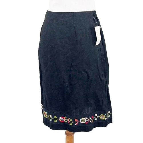 ichi-Antiquites Linen Gather Skirt Black Free Size | eBay