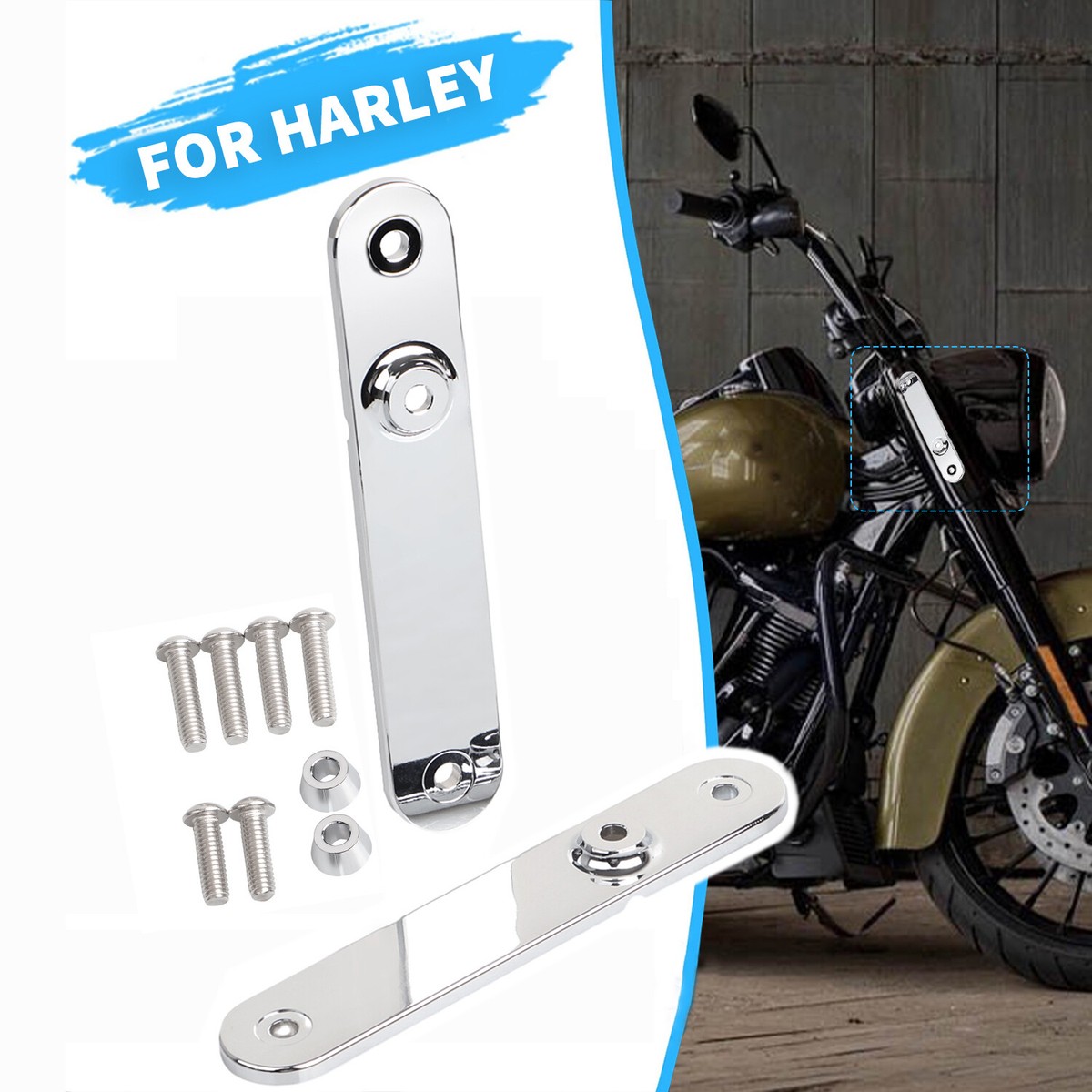 Chrome Aluminum Front Turn Signal Relocation Kit For Harley Road King Glide  FLHR