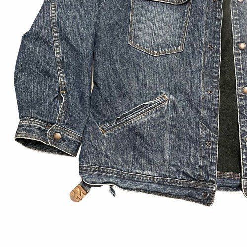 90s Womens CALVIN KLEIN Sherpa Jeans Denim Jacket Fleece Lined Size XXL Snap - Picture 2 of 12