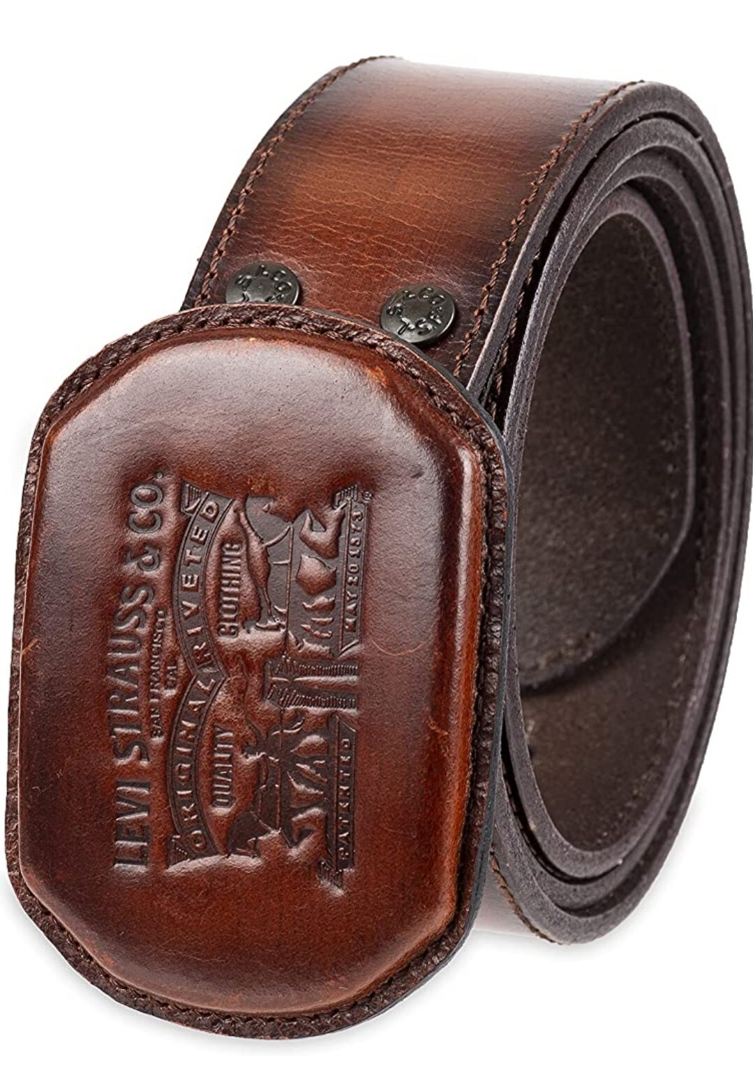 Levi's Men's Leather Jeans Belt with Plaque Buckle Sz Large (3840) eBay