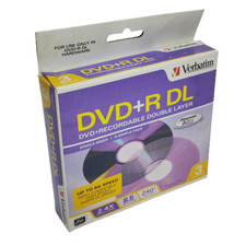 3-Pack Verbatim 8.5 GB 2.4X DVD R DL Recordable Double Layer Disc in Jewel Cases
