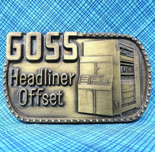 GOSS Headliner Offset Printer Promo Belt Buckle Lithography Vtg 70s Baker.TWY130