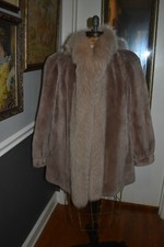 Dior Pink Mauve Sheared Mink Fox Fur Trim Coat Jacket L/xl 44in Chest
